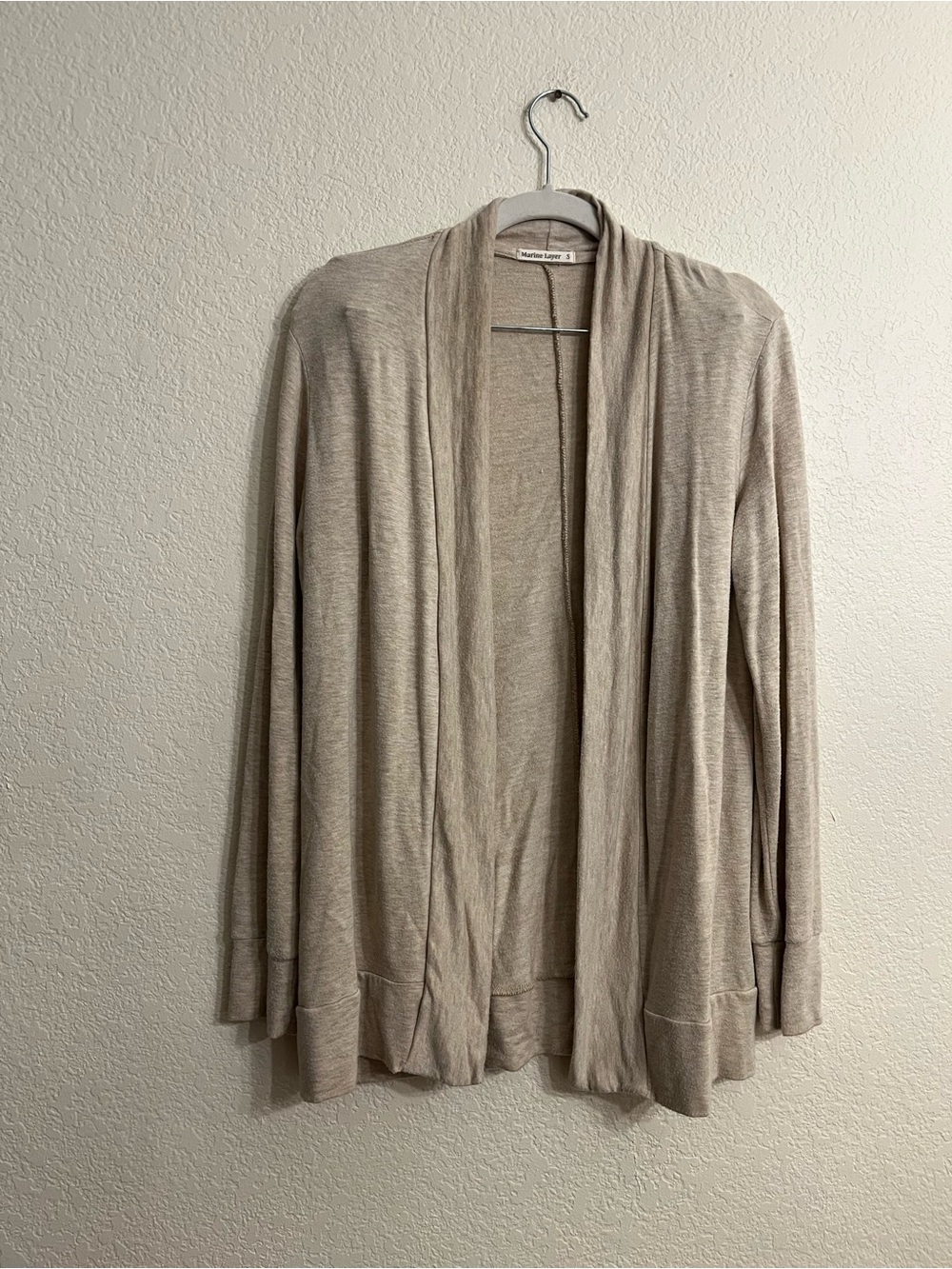 Y2K earthtone draped cardigan Marine Layer Open-Front Taupe